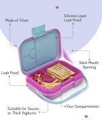 Bonfino ABS Bento Lunch Box-Pink With Handle - Image 2