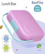 Bonfino ABS Bento Lunch Box-Pink With Handle
