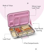 Bonfino Stainless Steel Bento Lunch Box-Pink - Image 2