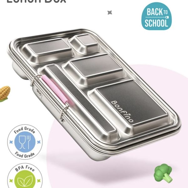 Bonfino Stainless Steel Bento Lunch Box-Pink