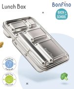 Bonfino Stainless Steel Bento Lunch Box-Gray