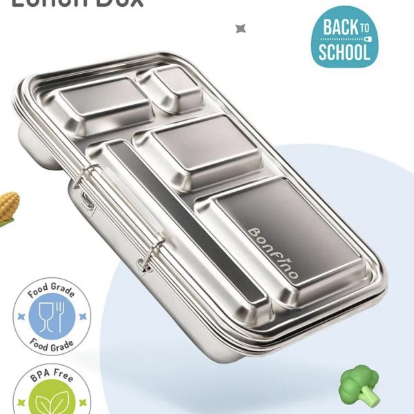 Bonfino Stainless Steel Bento Lunch Box-Gray